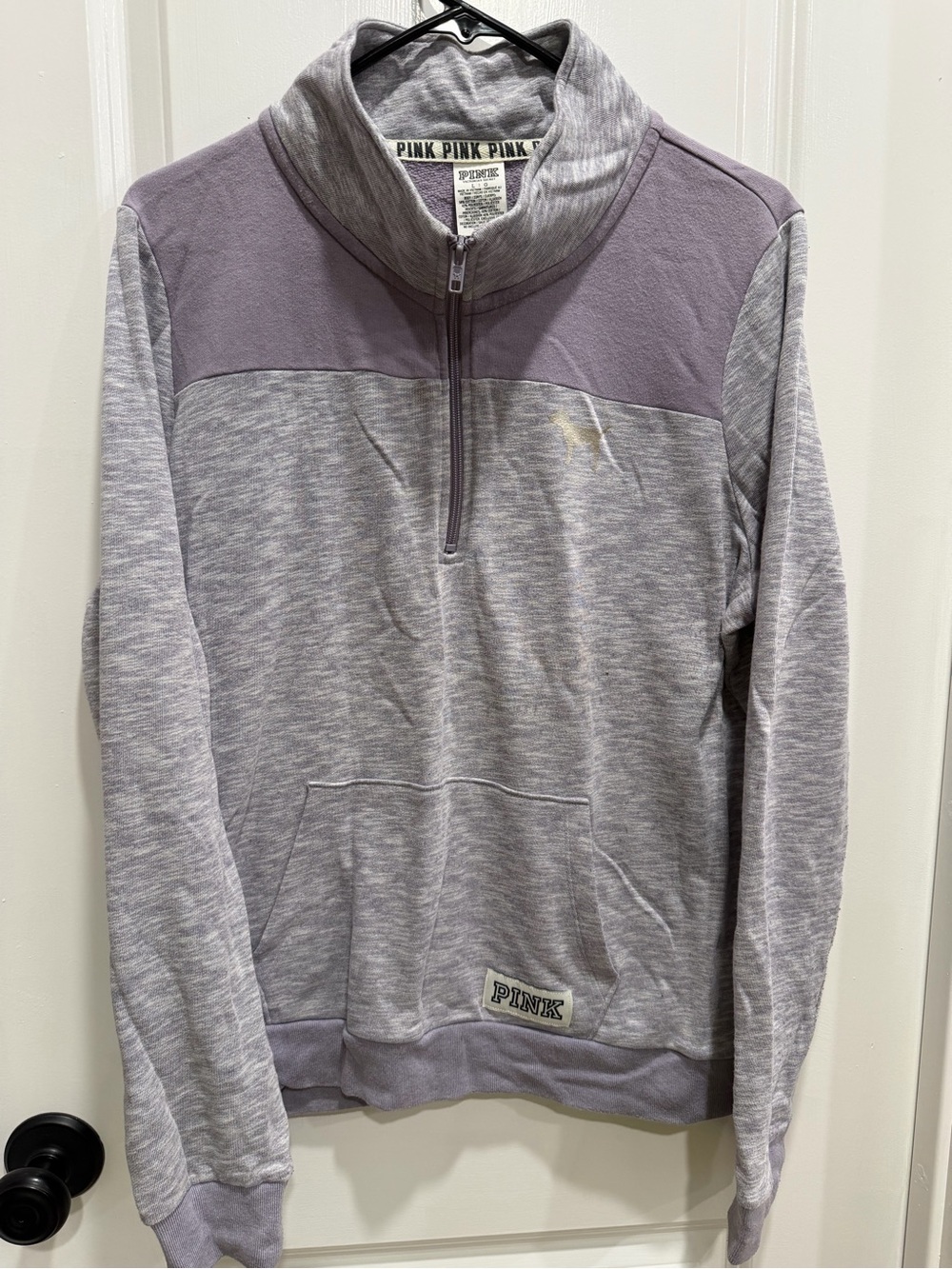 PINK Victoria's Secret Heather Lavender Half-Zip Pullover Sweatshirt